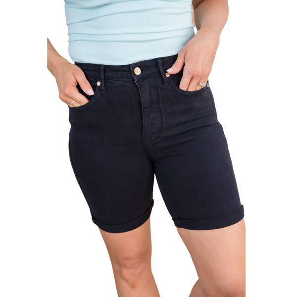 *Fun in Navy Tummy Control Judy Blue Bermuda Shorts