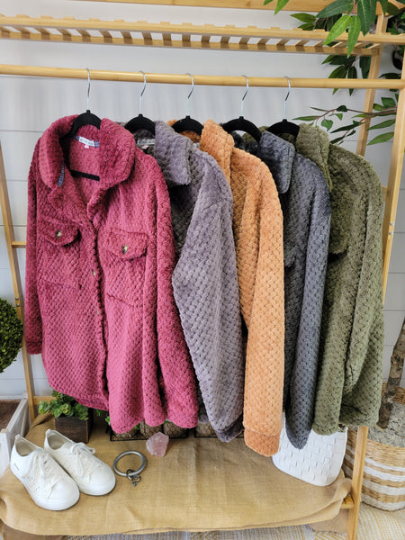 Fleece Shacket - Light Grey