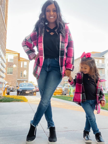 Pink & Black Flannel Shacket*