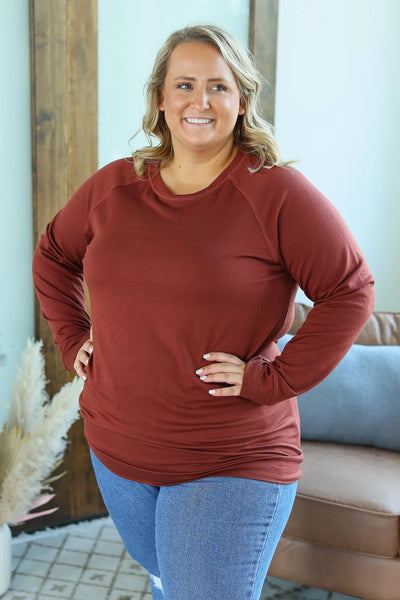 Kayla Lightweight Pullover- Rust