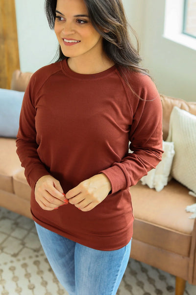 Kayla Lightweight Pullover- Rust