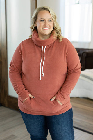 Cozy Funnel Neck Sweatshirt - Terra Cotta