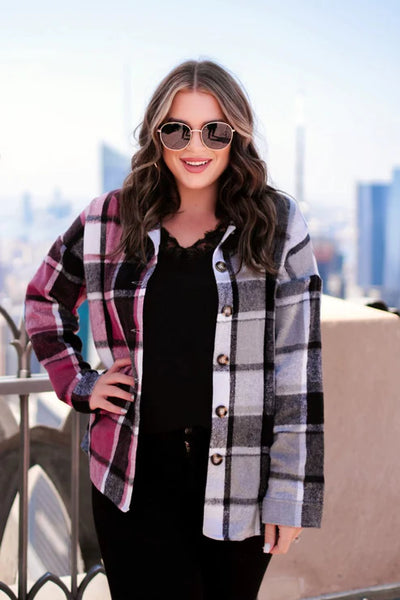 Colorblock shacket*