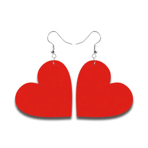 Red Heart Leather Earrings