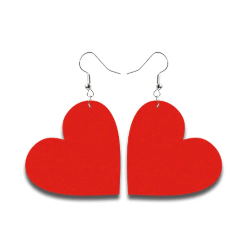 Red Heart Leather Earrings