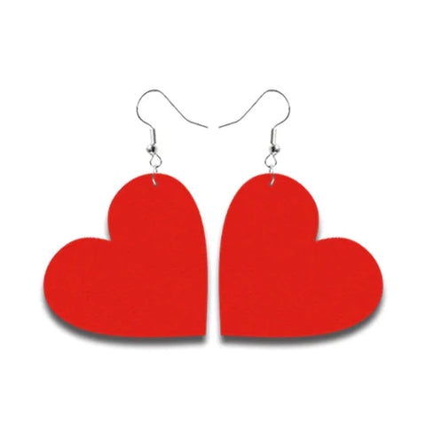 Red Heart Leather Earrings