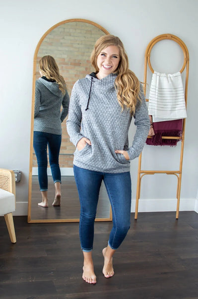 Quilted Hoodie | Charcoal and Black