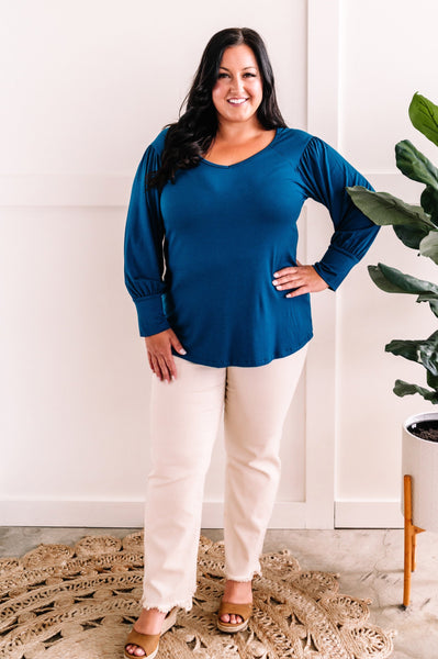 Fancy Pleated Top In Teal