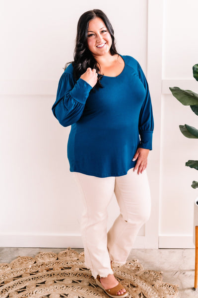 Fancy Pleated Top In Teal