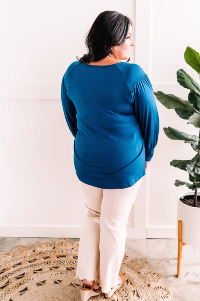 Fancy Pleated Top In Teal