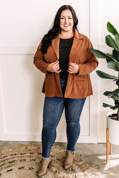 The Office Corduroy Blazer In Rich Chestnut