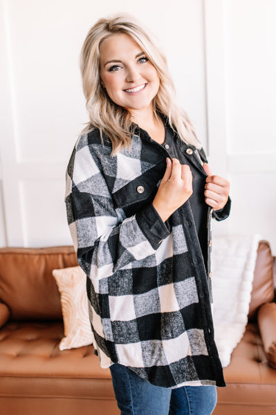 A Plaid Rush Button Down Top In Red & Black