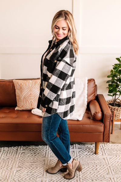 A Plaid Rush Button Down Top In Red & Black