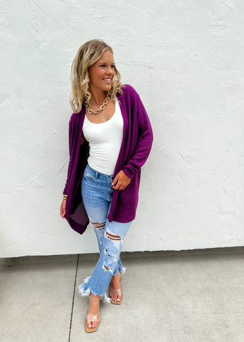 Purple Lola Knit Cardigan