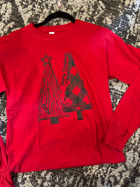 Merry Christmas tree LS tee