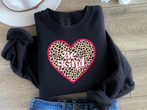 BE KIND black leopard heart sweatshirt