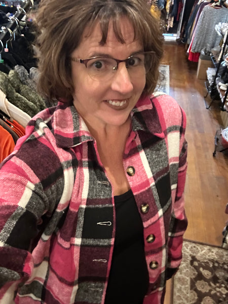 Pink & Black Flannel Shacket*