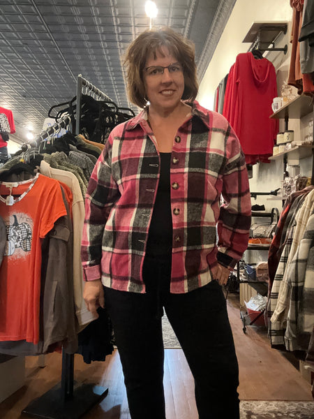 Pink & Black Flannel Shacket*