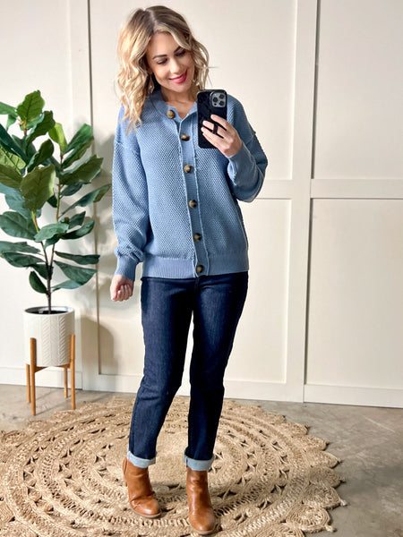 High Waisted Judy Blue Straight Leg Mom Jeans In Dark Wash*