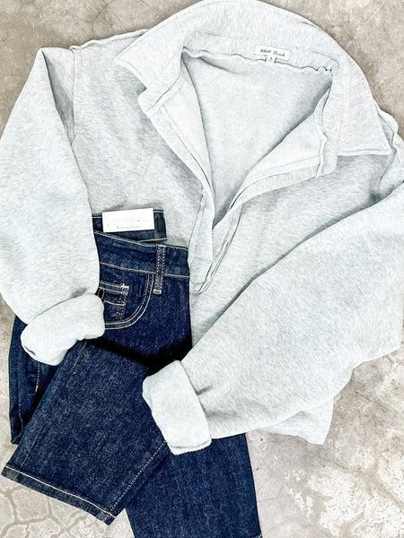 Ultra Soft Collared Pullover In Heathered Grey