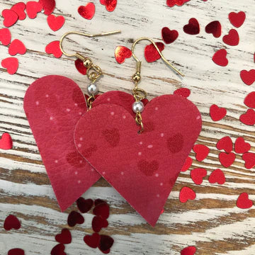 Red Heart Leather Earrings