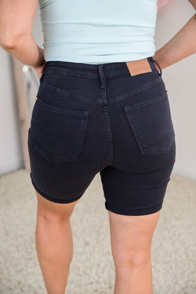 *Fun in Navy Tummy Control Judy Blue Bermuda Shorts