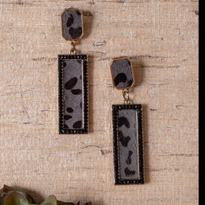 MY TIME TO SHINE RECTANGLE  LEOPAD EARRINGS