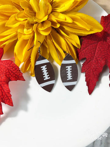 Small Leather Football earrings, copper