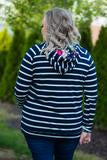 Navy Floral & Stripe Hoodie