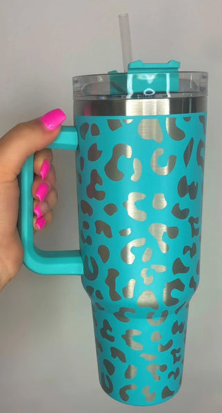 LEOPARD 40 OZ STAINLESS STEEL QUENCHER TUMBLER-doorbuster colors
