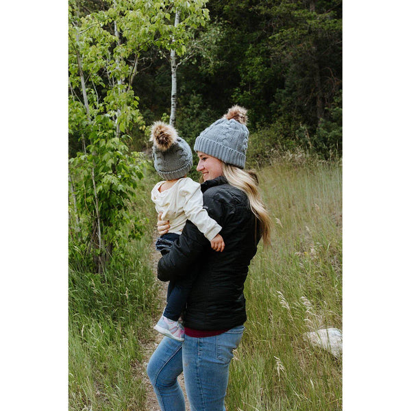 Kids Solid Gray Pom Hat