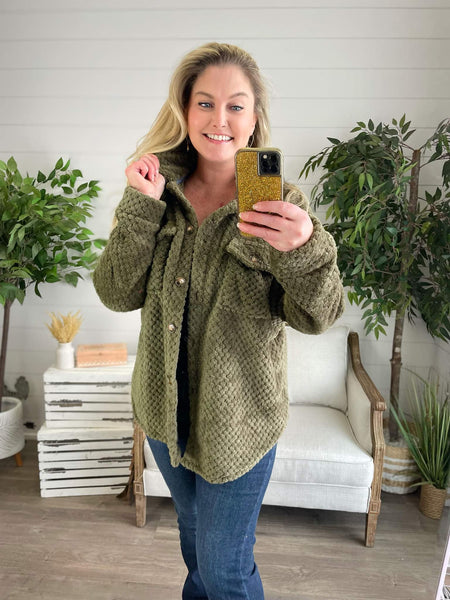 Fleece Shacket - Olive