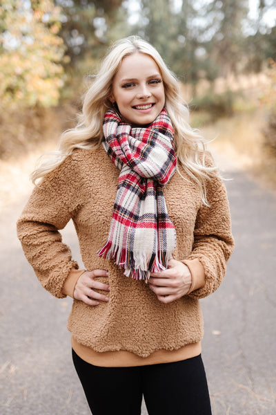 *All Tied Up in You Reversible Plaid/Hounds Tooth Long Scarf