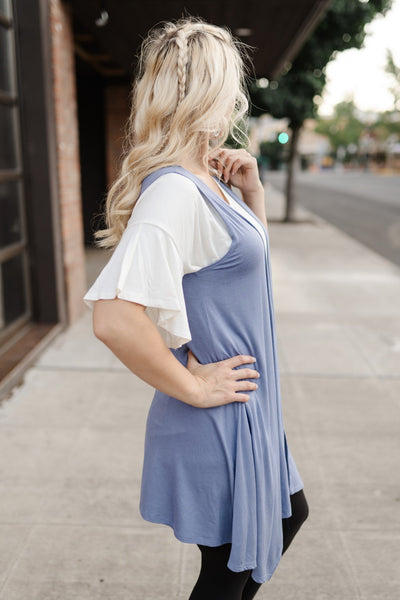 Life Of The Party Sleeveless Cardigan In Periwinkle