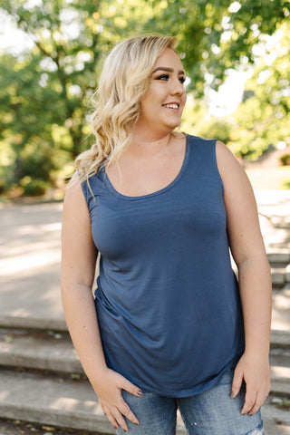 Essential Tank Top In Coal Blue