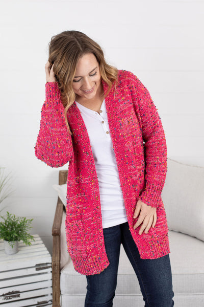 IN STOCK Carly Confetti Dot Cardigan - Pink FINAL SALE