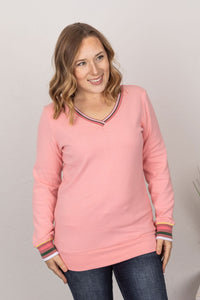 IN STOCK Piper Pullover - Accent Stripe Pink FINAL SALE