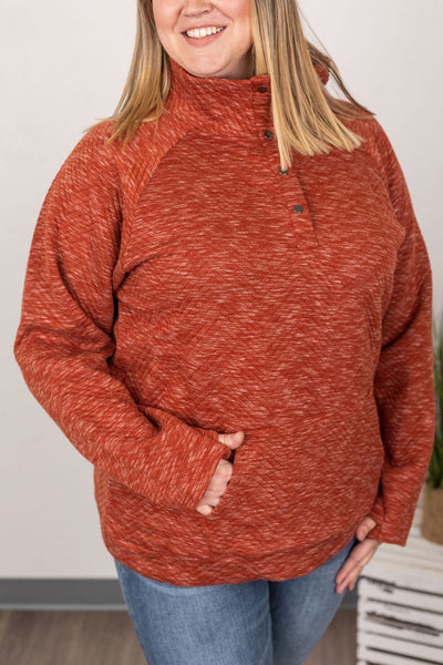 IN STOCK Quilted Button Snap Pullover - Rust FINAL SALE