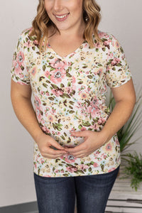IN STOCK Sophie Classic Pocket Tee - Ivory Floral FINAL SALE