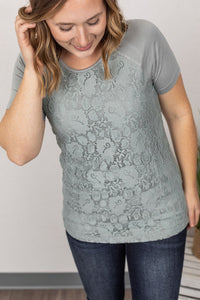 Juliet Lace Front Tee - Silver Grey IN STORE
