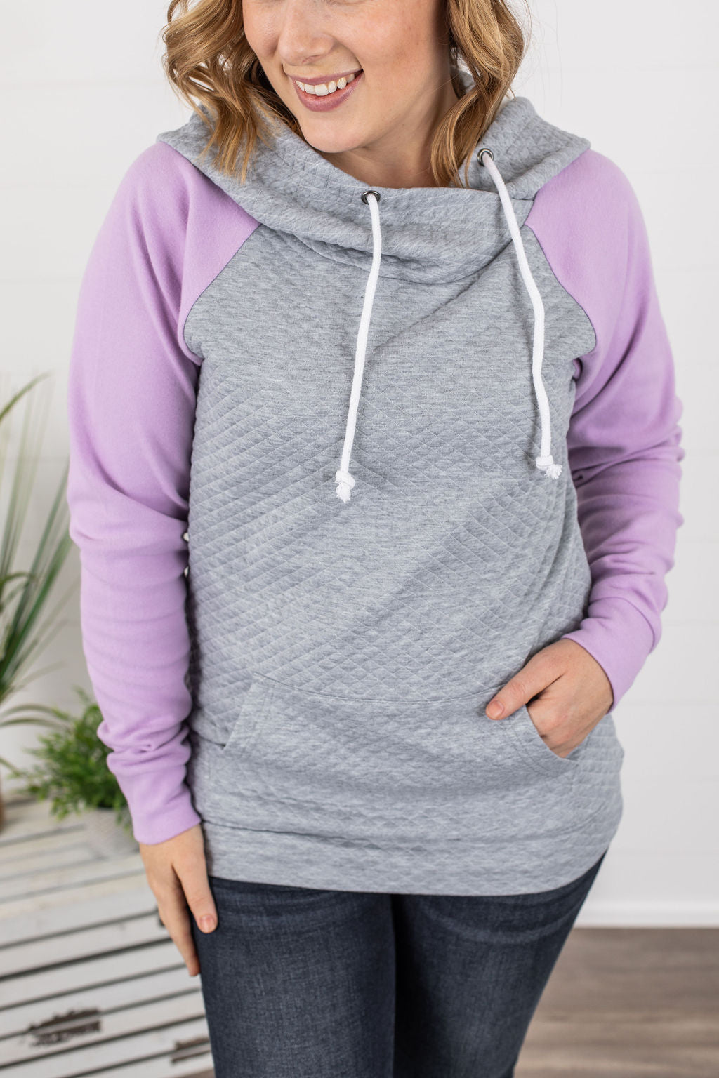 IN STOCK Quilted Cowl Hoodie - Lavender FINAL SALE