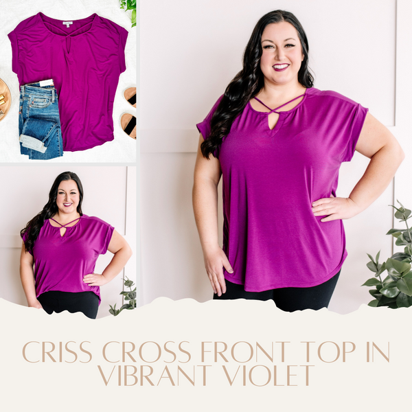 Criss Cross Front Top In Vibrant Violet