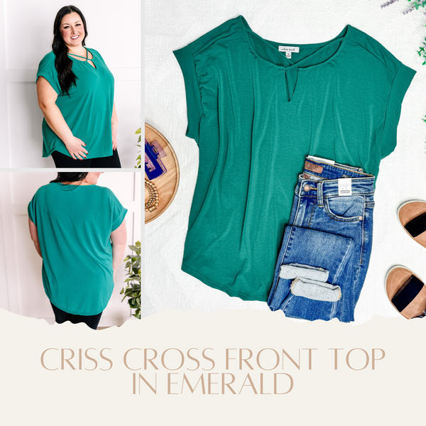 Criss Cross Front Top In Emerald