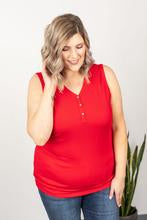 Addison Red Henley Tank top