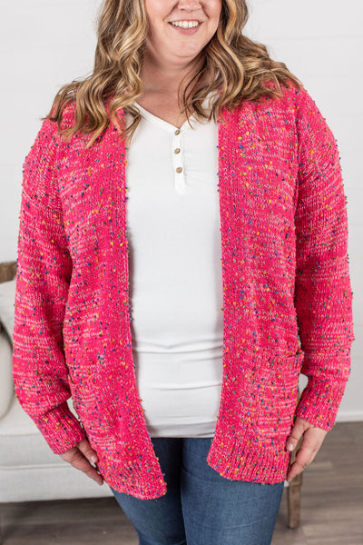 IN STOCK Carly Confetti Dot Cardigan - Pink FINAL SALE