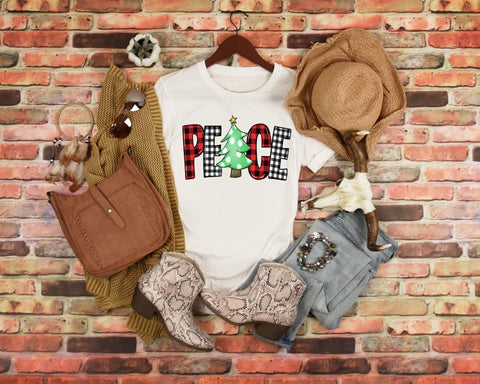 Buffalo Plaid PEACE tee