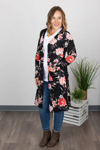 Colbie Cardigan - Black and Pink Floral