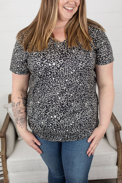 Olivia Tee - Black and Tan Leopard IN STORE