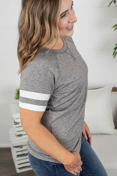 Kylie Track Tee - Grey and White  IN STORE
