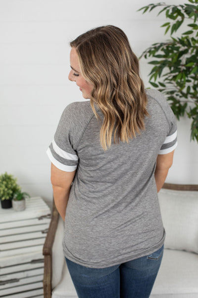 Kylie Track Tee - Grey and White  IN STORE
